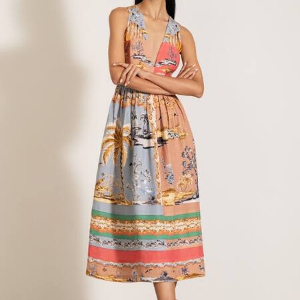 NWT Ranna Gill Midi Dress Linen XS - Picture 2 of 12